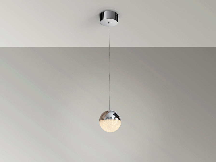 Sphere Single LED Pendant, Brass/Chrome Finish - Small / Large