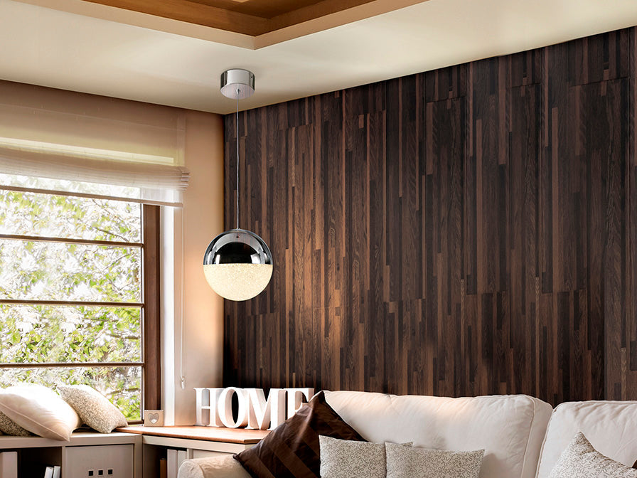 Sphere Single LED Pendant, Brass/Chrome Finish - Small / Large