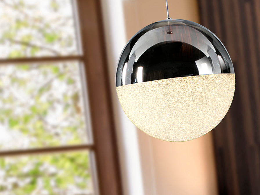 Sphere Single LED Pendant, Brass/Chrome Finish - Small / Large