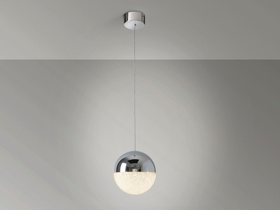 Sphere Single LED Pendant, Brass/Chrome Finish - Small / Large