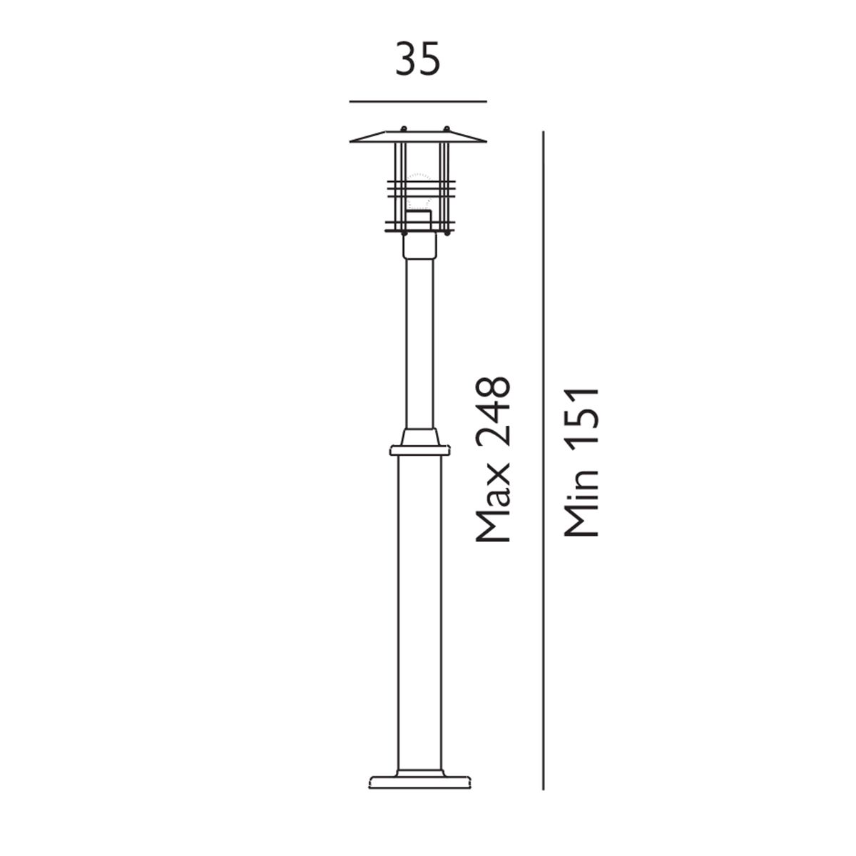 Stockholm 1/2Lt Lamp Post - Black/Galvanised IP54  E27