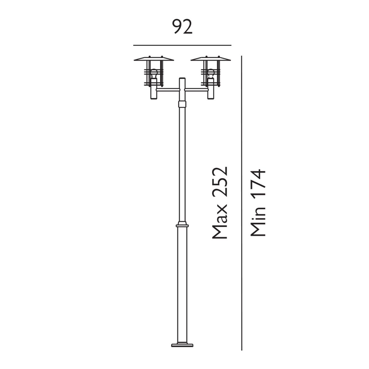Stockholm 1/2Lt Lamp Post - Black/Galvanised IP54  E27