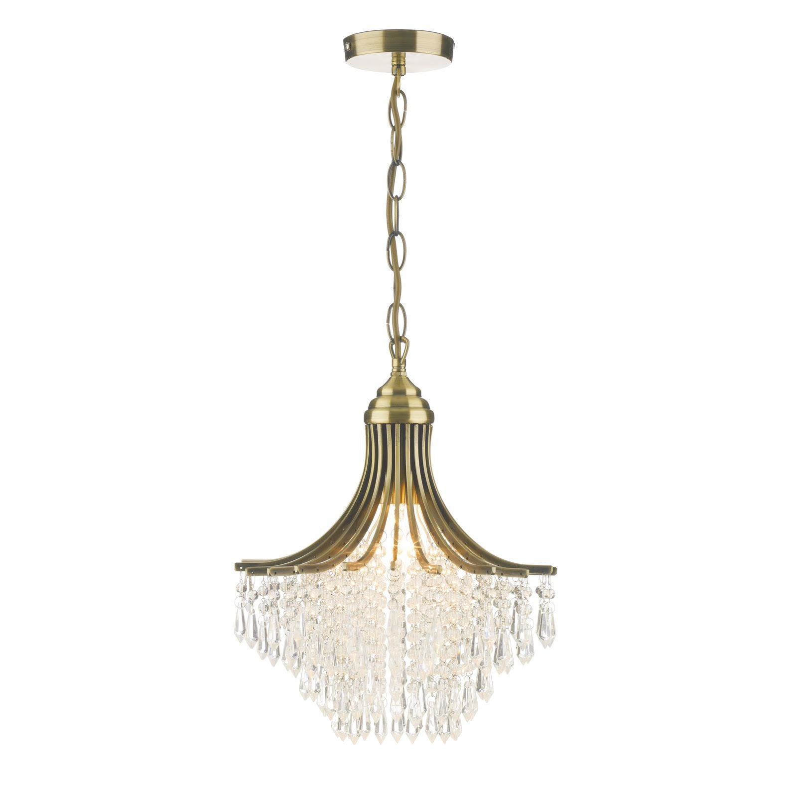 Suri 1 Light Crystal Ceiling Light Crystal -Antique Brass Finish