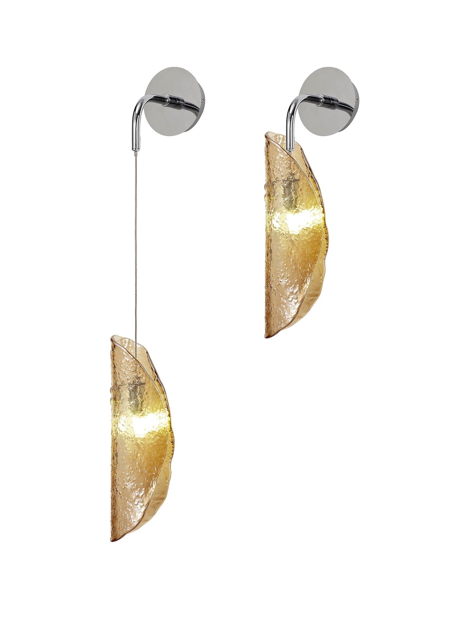 Syros Wall Light, 1 x G9, Polished Chrome/Amber Glass/Smoked Glass/Clear Glass