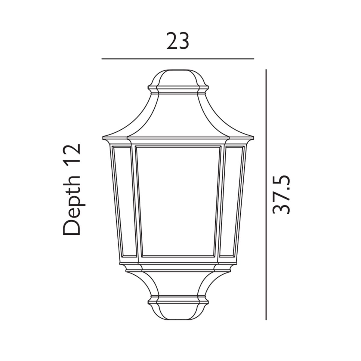Turin 1 Light Half Lantern - Black/White E27 IP54