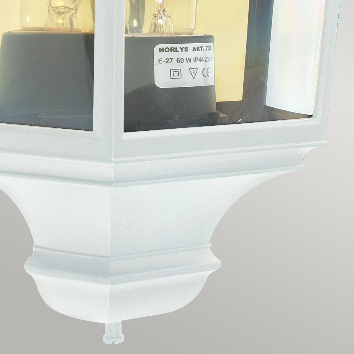 Turin 1 Light Half Lantern - Black/White E27 IP54