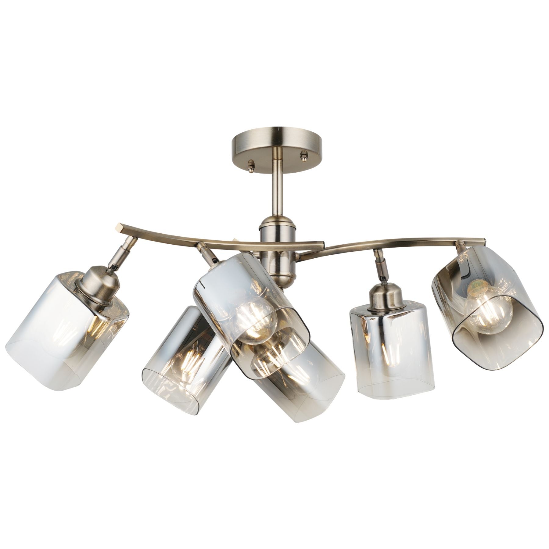 Taylor 3/6Lt Semi Flush, Antique Brass/Polished Chrome