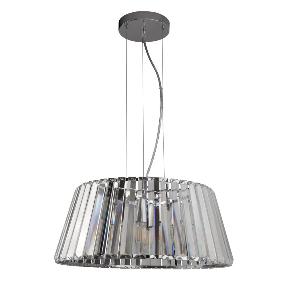 Tiara 5Lt Crystal Ceiling Light to Semi-Flush - Chrome Metal & Clear/Smoked Glass