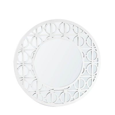 Torino White Wood Round Wall Mirror