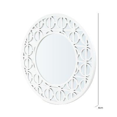 Torino White Wood Round Wall Mirror