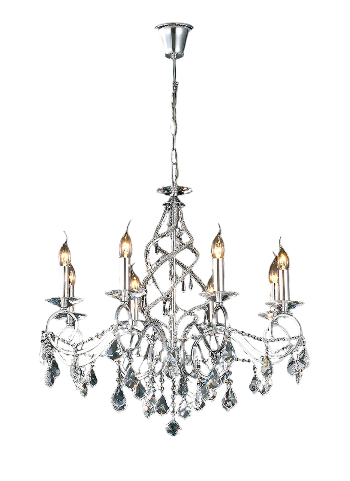 Torino 3/5/8Lt Crystal Chandelier Fitting Only - Chrome/Gold