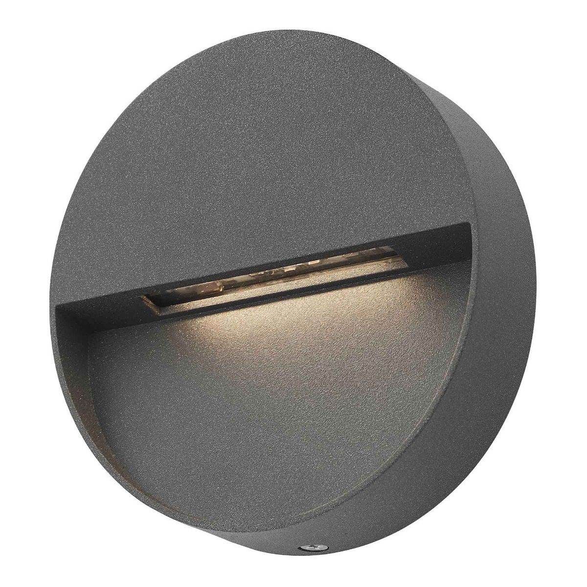 Dar Ugo 1 Light Wall Light Round Eyelid Anthracite IP65 LED - Cusack Lighting