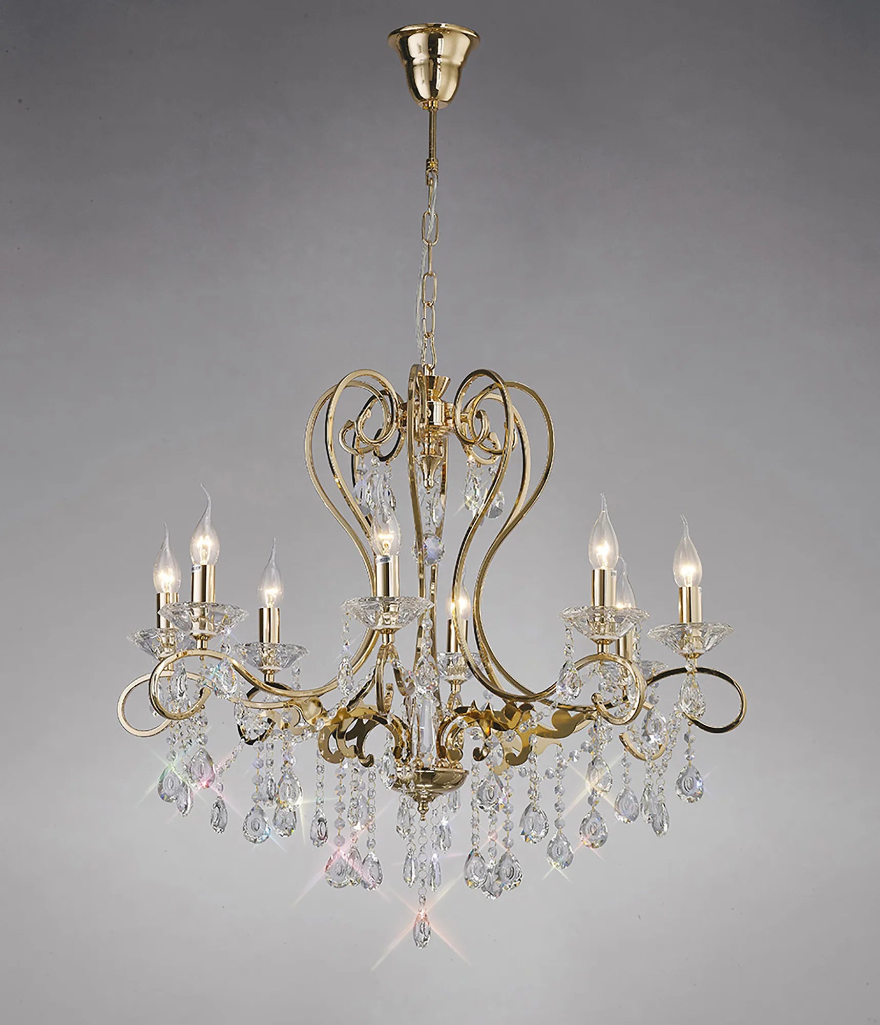 Vela 3/5/8Lt Crystal Chandelier - Chrome/Gold