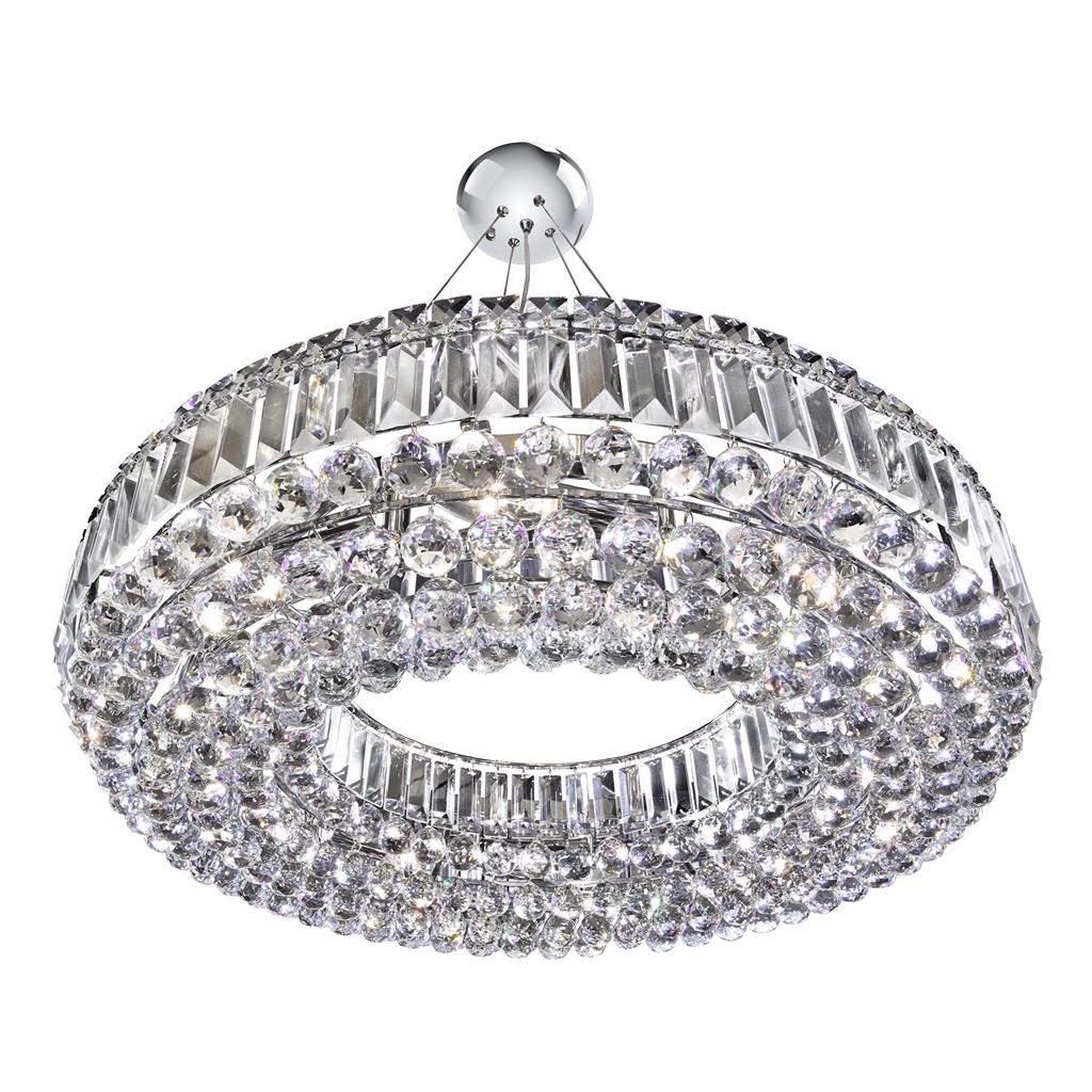 Vesuvius  10/24Lt Crystal Ceiling Light - Chrome Metal & Clear Crystal