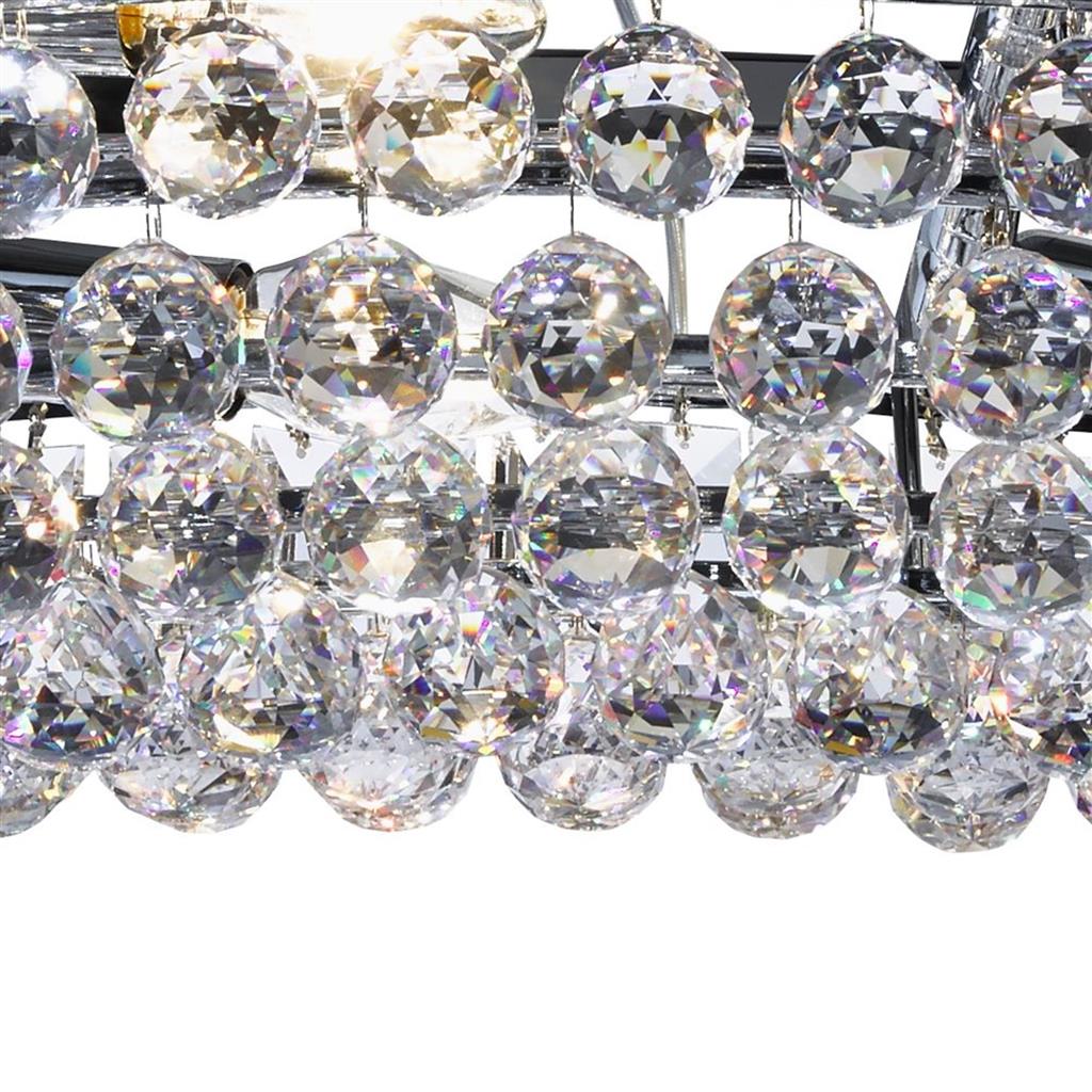 Vesuvius  10/24Lt Crystal Ceiling Light - Chrome Metal & Clear Crystal