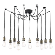 Waco 10/5 Light Pendant Antique Brass Matt Black