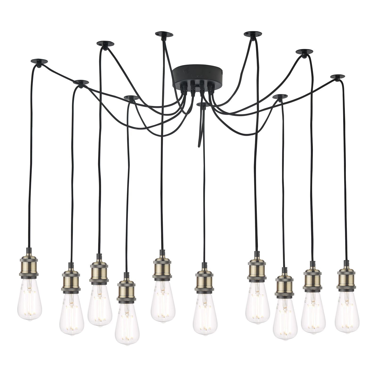 Waco 10/5 Light Pendant Antique Brass Matt Black