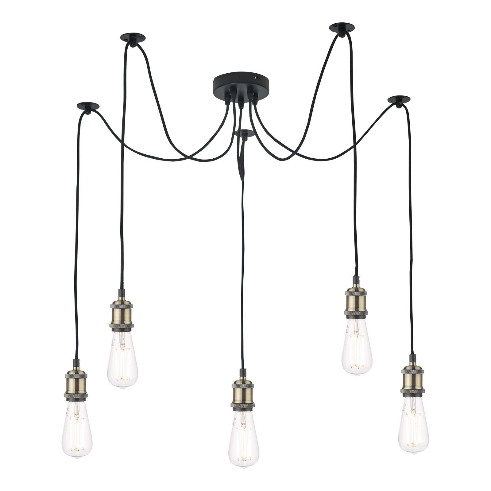 Waco 10/5 Light Pendant Antique Brass Matt Black