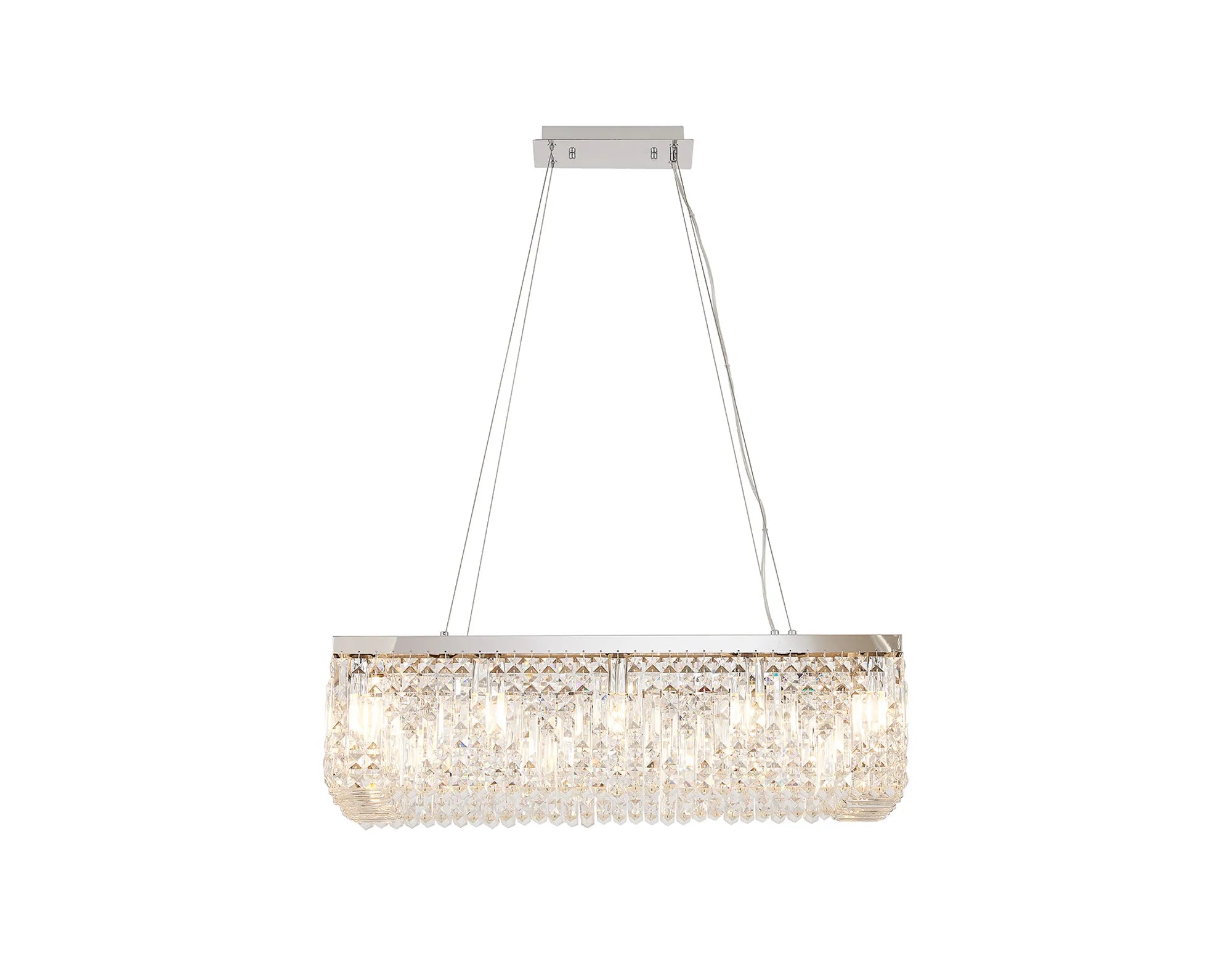 Ashby Rectangular Pendant Chandelier, 12/14 Light E14- Polished Chrome/ Gold Finishes