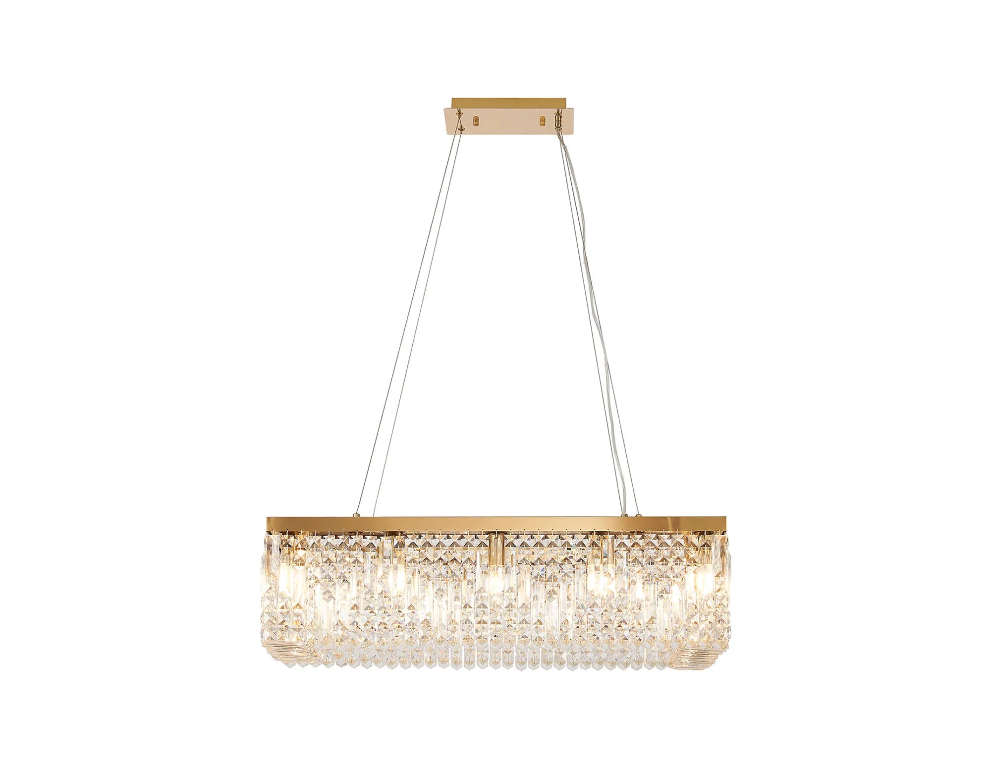 Ashby Rectangular Pendant Chandelier, 12/14 Light E14- Polished Chrome/ Gold Finishes