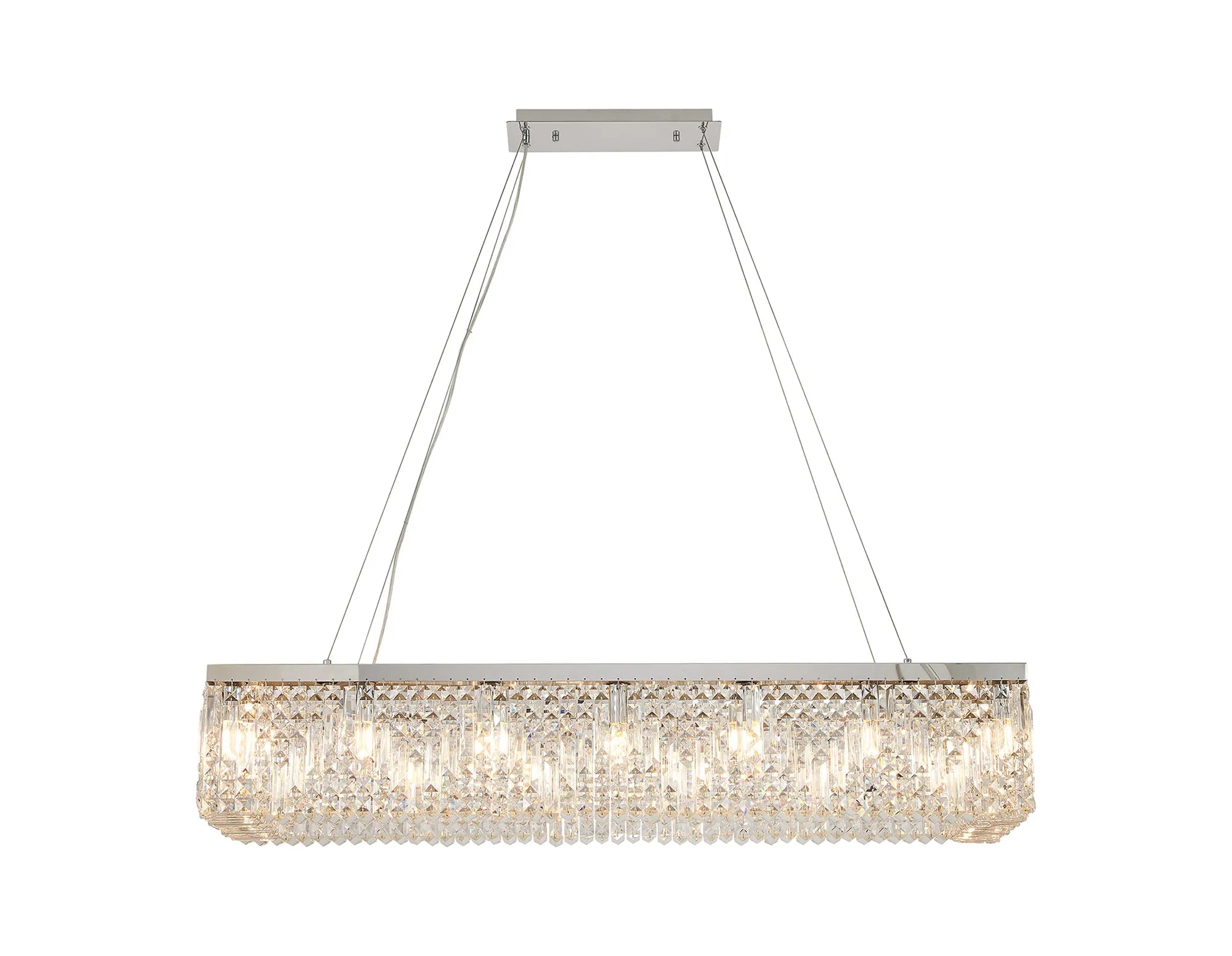 Ashby Rectangular Pendant Chandelier, 12/14 Light E14- Polished Chrome/ Gold Finishes