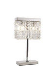 Ashby Rectangular Crystal Table Lamp E14, With Clear Crystal Strands- Polished Chrome/ Gold Finishes