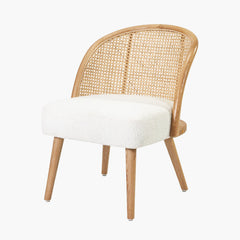 Genoa Natural French Cane Chair - White Boucle Finish