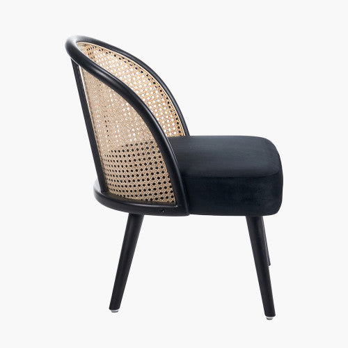 Genoa Natural French Cane Chair - Black Velvet Finish