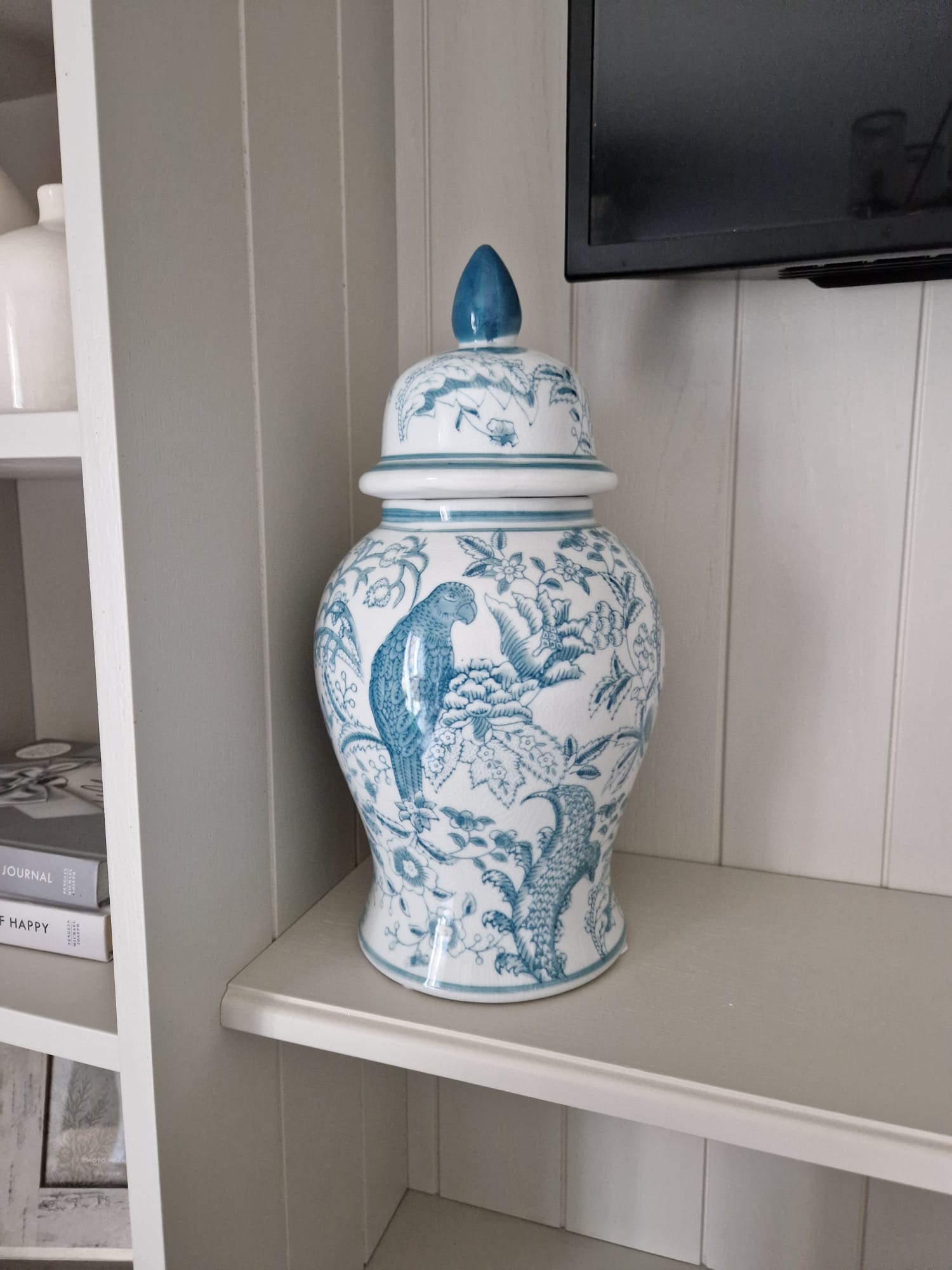 Green & White Temple Jar