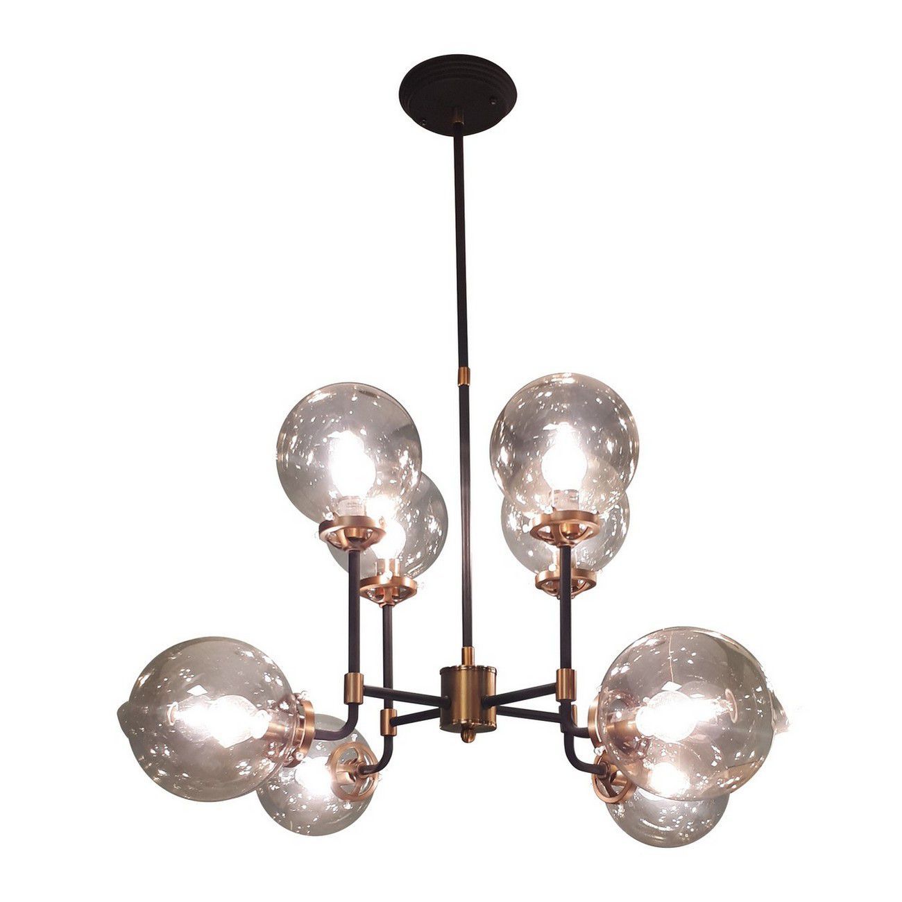 Mercer Hanging Light - Glass Bubble Black & Brass Finish