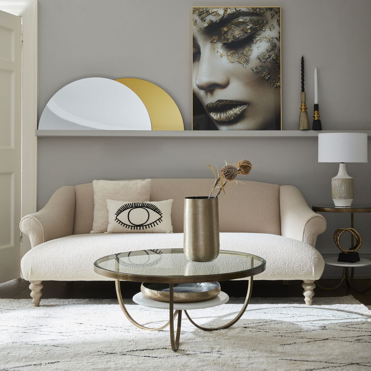 Nolita White Marble & Antique Gold Iron Coffee Table