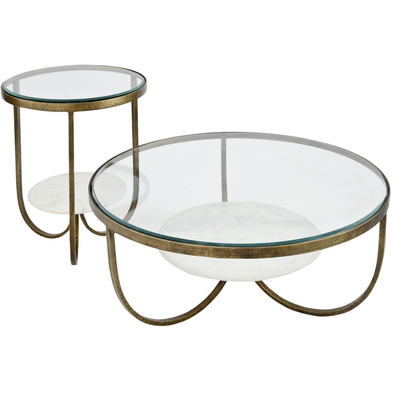 Nolita White Marble & Antique Gold Iron Coffee Table