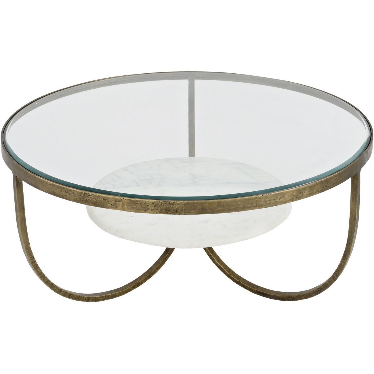 Nolita White Marble & Antique Gold Iron Coffee Table