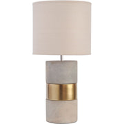 Concrete & Gold Table Lamp with Natural Shade