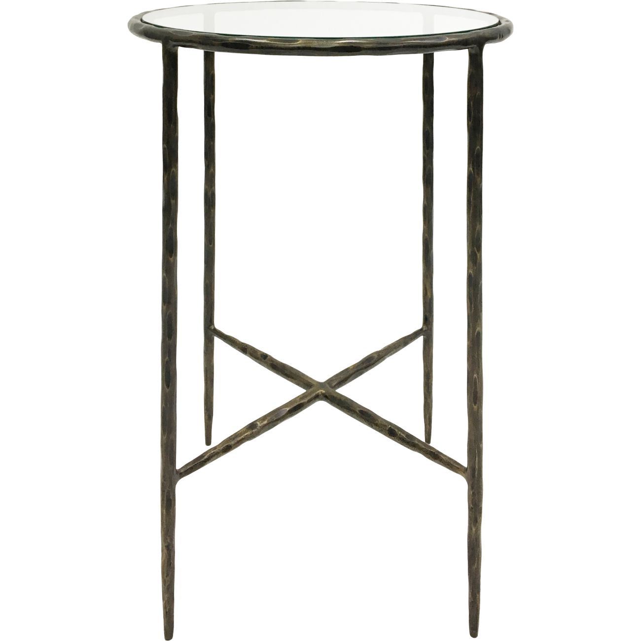 Patterdale Hand Forged Side Table - Dark Bronze with Glass Top