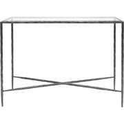Patterdale Hand Forged Small Console Table - Brushed Grey & Glass Top Finish