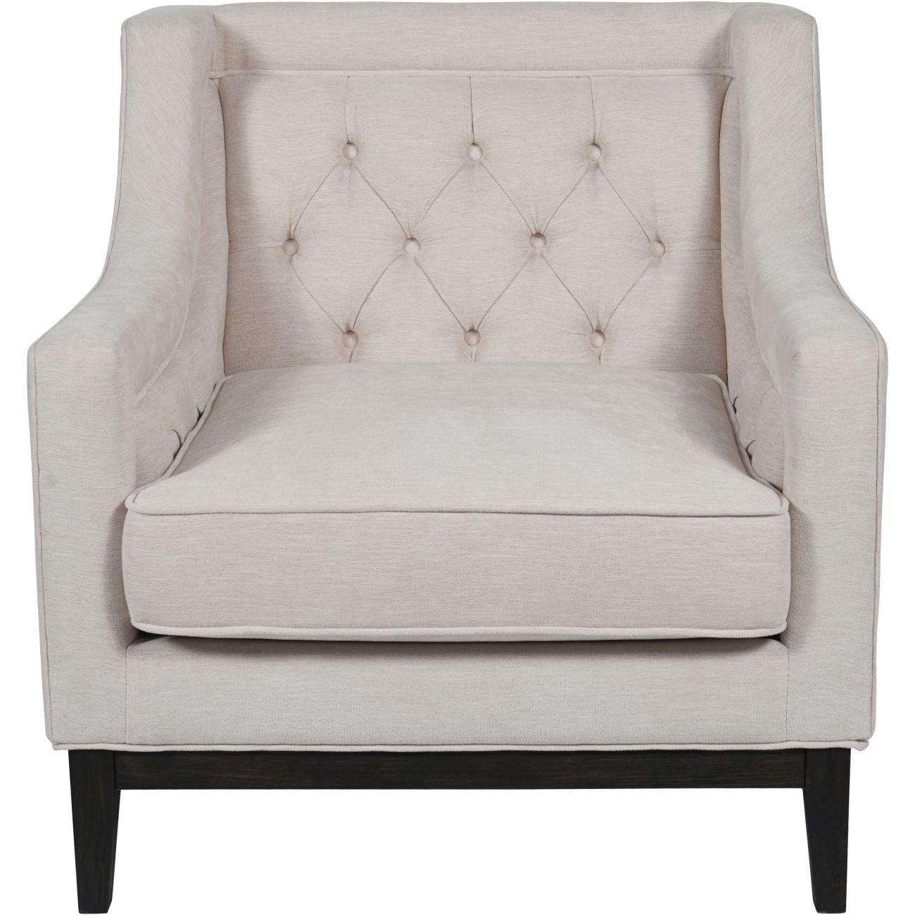 Theodore Buttoned Armchair - Ivory Fabric