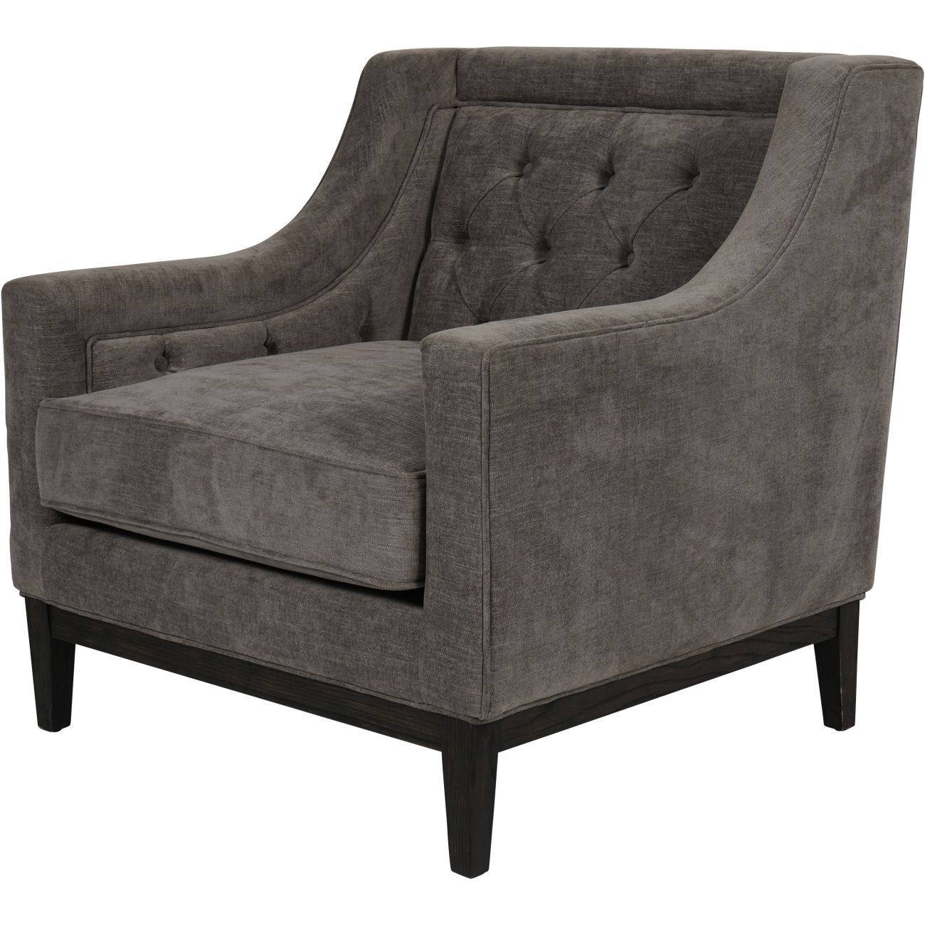 Theodore Buttoned Armchair - Warm Grey Fabric