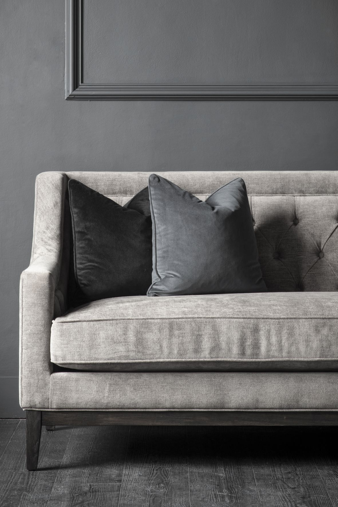 Theodore Buttoned Sofa - Warm Grey Fabric 200cm
