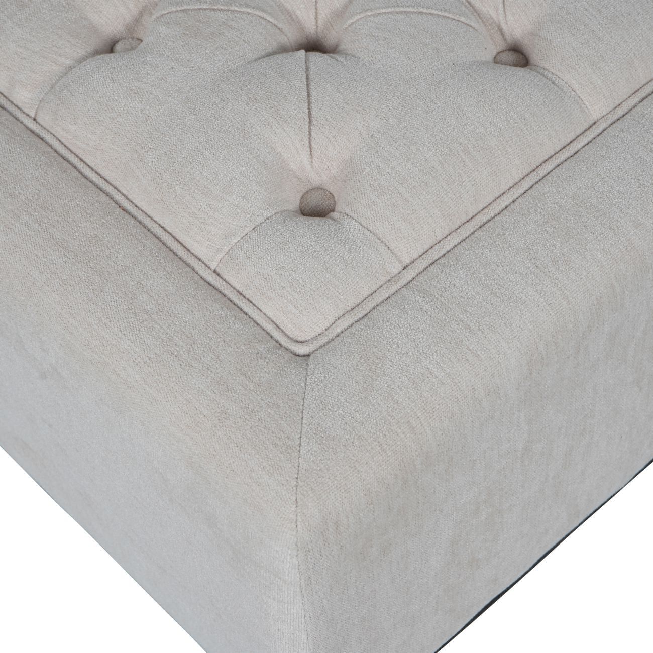 Theodore Buttoned Stool - Ivory Fabric 81x61cm