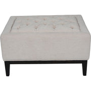 Theodore Buttoned Stool - Ivory Fabric 81x61cm