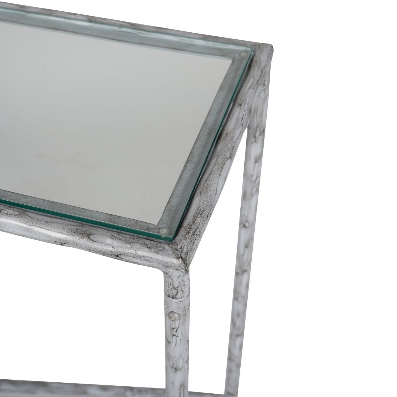 Patterdale Hand Forged Small Console Table - Chalk White & Glass Top Finish