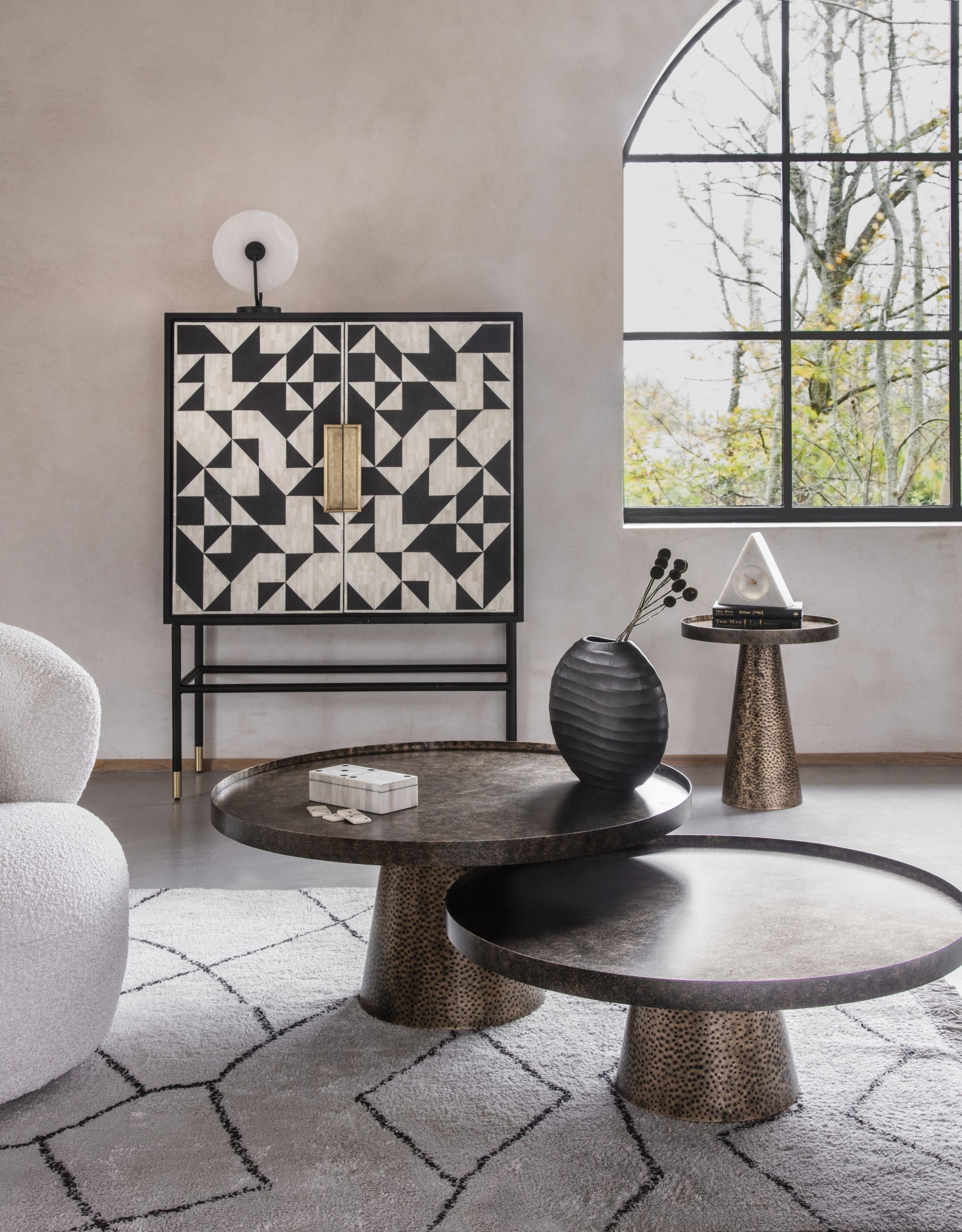 Sandbanks Set of 2 Iron Coffee Tables in Rustic Antique Gold