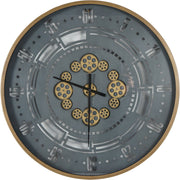 Manchester Industrial Round Wall Clock - Gold & Grey Finish