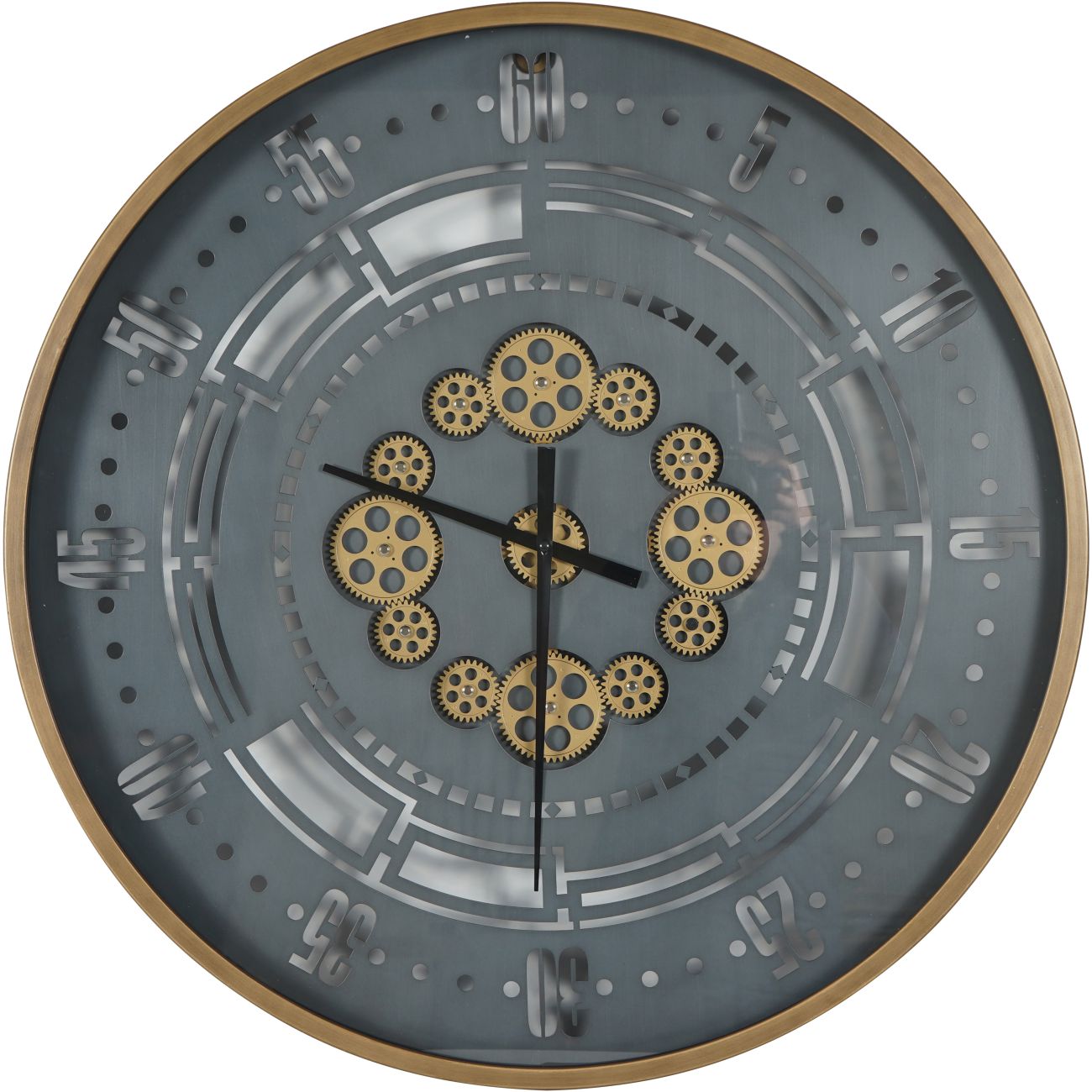 Manchester Industrial Round Wall Clock - Gold & Grey Finish