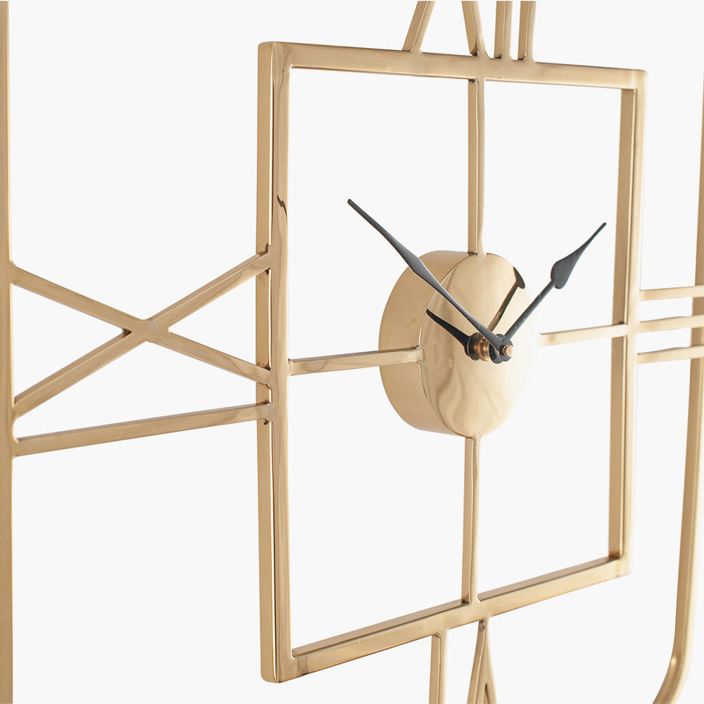Square Wall Clock - Gold Metal Finish