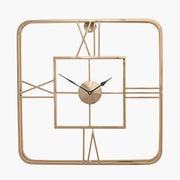 Square Wall Clock - Gold Metal Finish