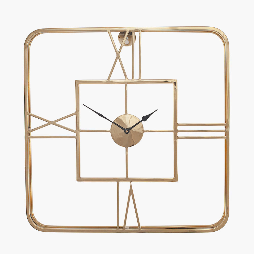 Square Wall Clock - Gold Metal Finish
