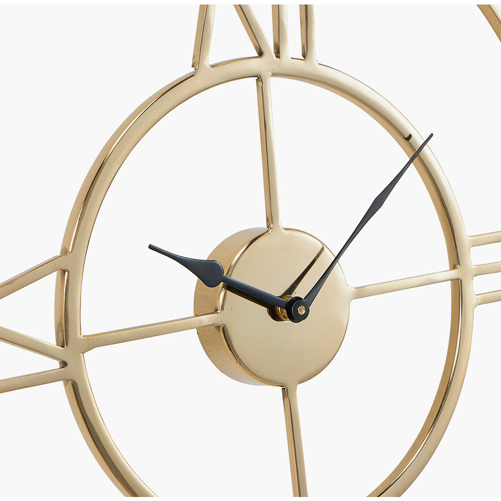 Double Framed Wall Clock - Gold Metal Finish