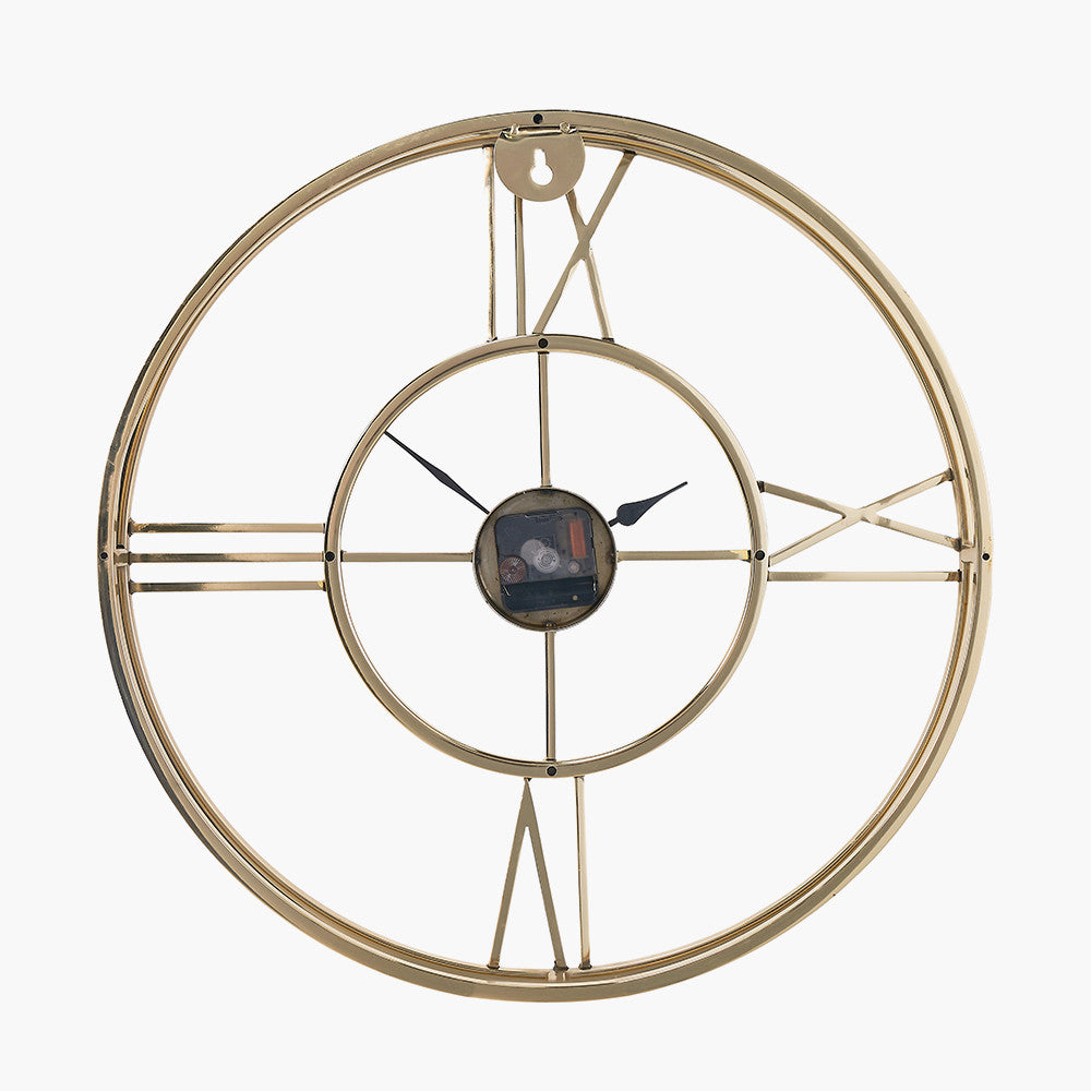 Double Framed Wall Clock - Gold Metal Finish